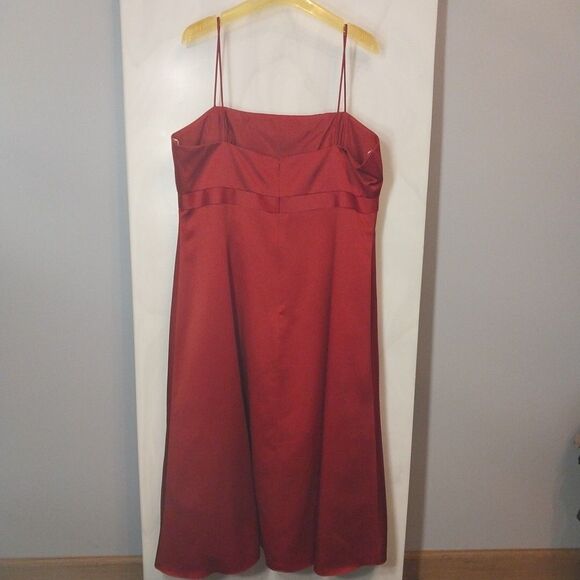 Vtg Davids Bridal Party Dress 16 Red Satin Lined Bridesmaid Prom Formal Holiday - Picture 7 of 10